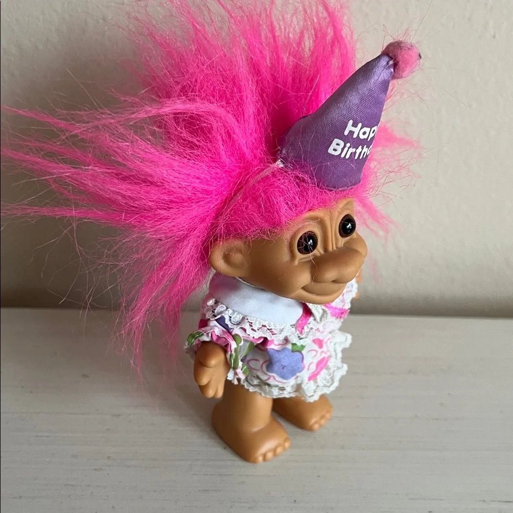 1990’s Russ Happy Birthday Troll Doll with Birthday Hat